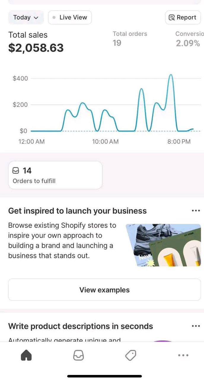 Mobile store/admin screenshot